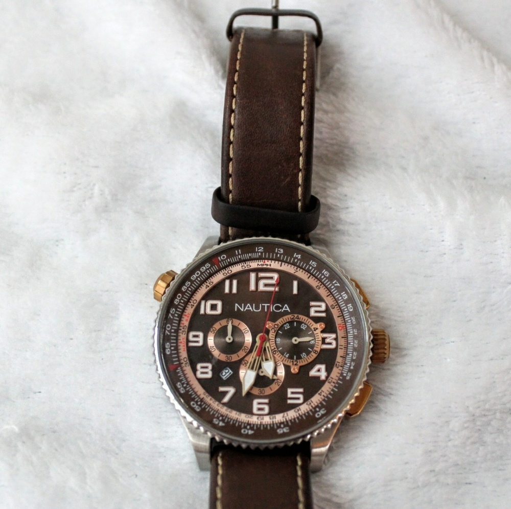 SOLD ❌ Nautica brown leather watch
